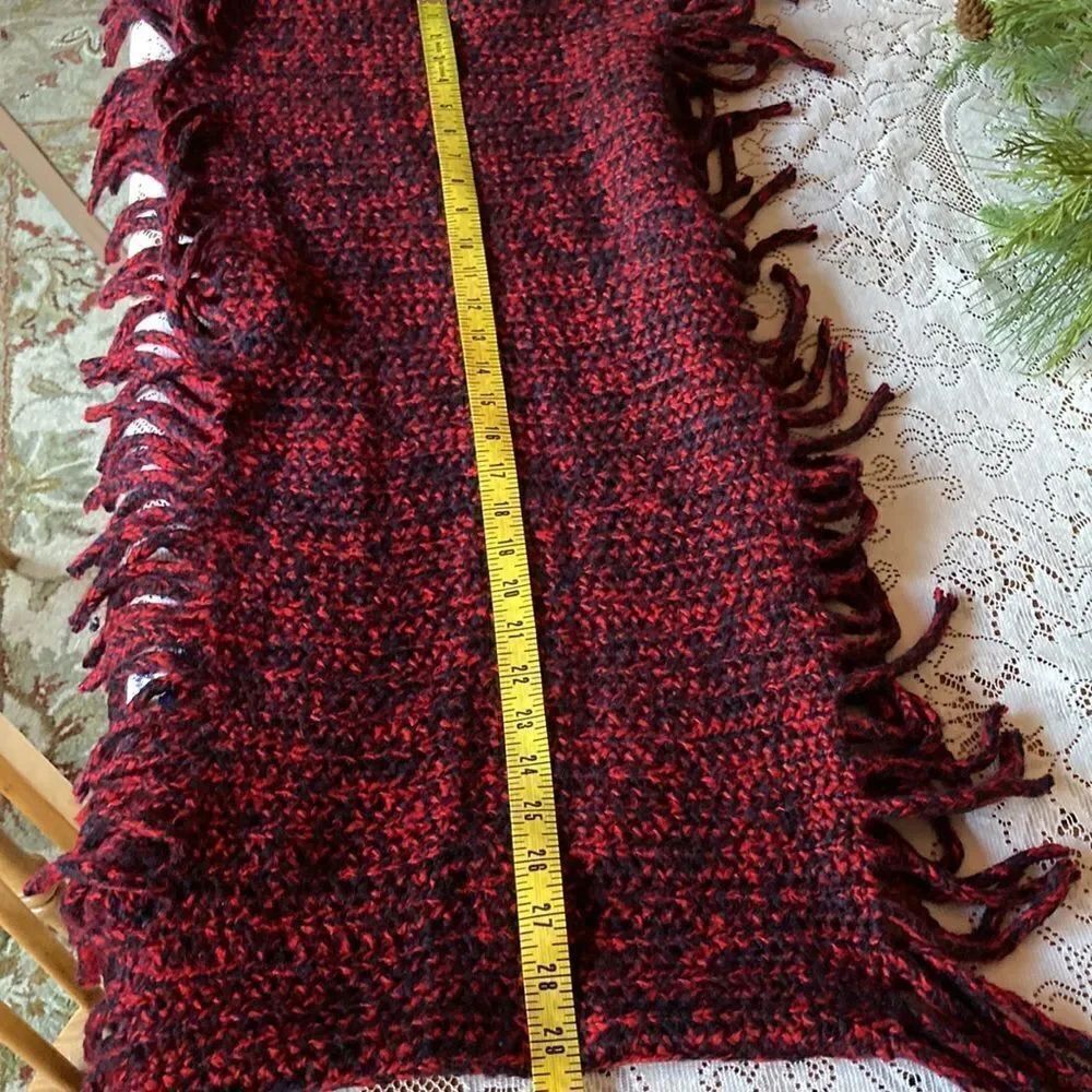 Coco + Carmen Red/Blue Fringed Infinity Scarf - Picture 4 of 6